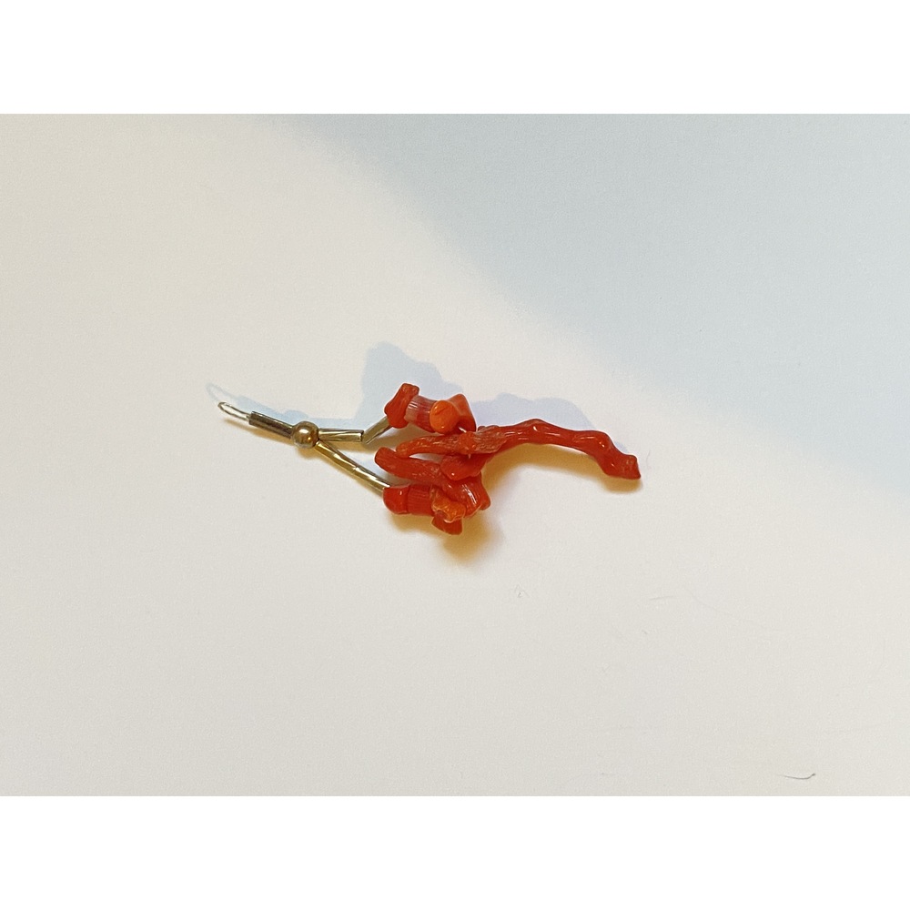 Vintage Red Coral Style Branch Charm Necklace Pendant With Top Loop